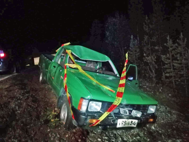 Illustration for article titled Finnish musician has an elk crash with a Hilux pickup from 80's
